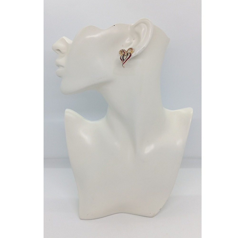 Vintage 2006 AD Rhinestone Bow Enamel Multi Color Stud Earrings Gold Tone #17‎